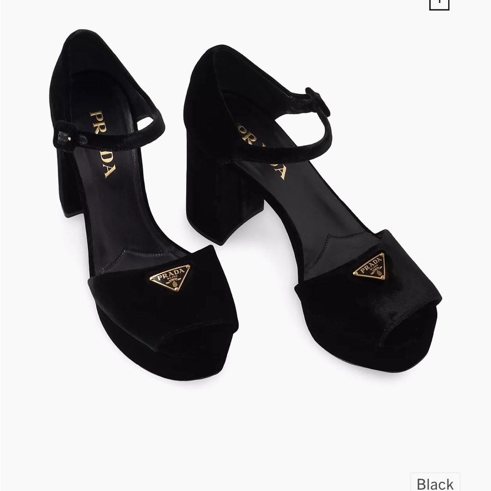Prada Black Velvet Platform heels EU40